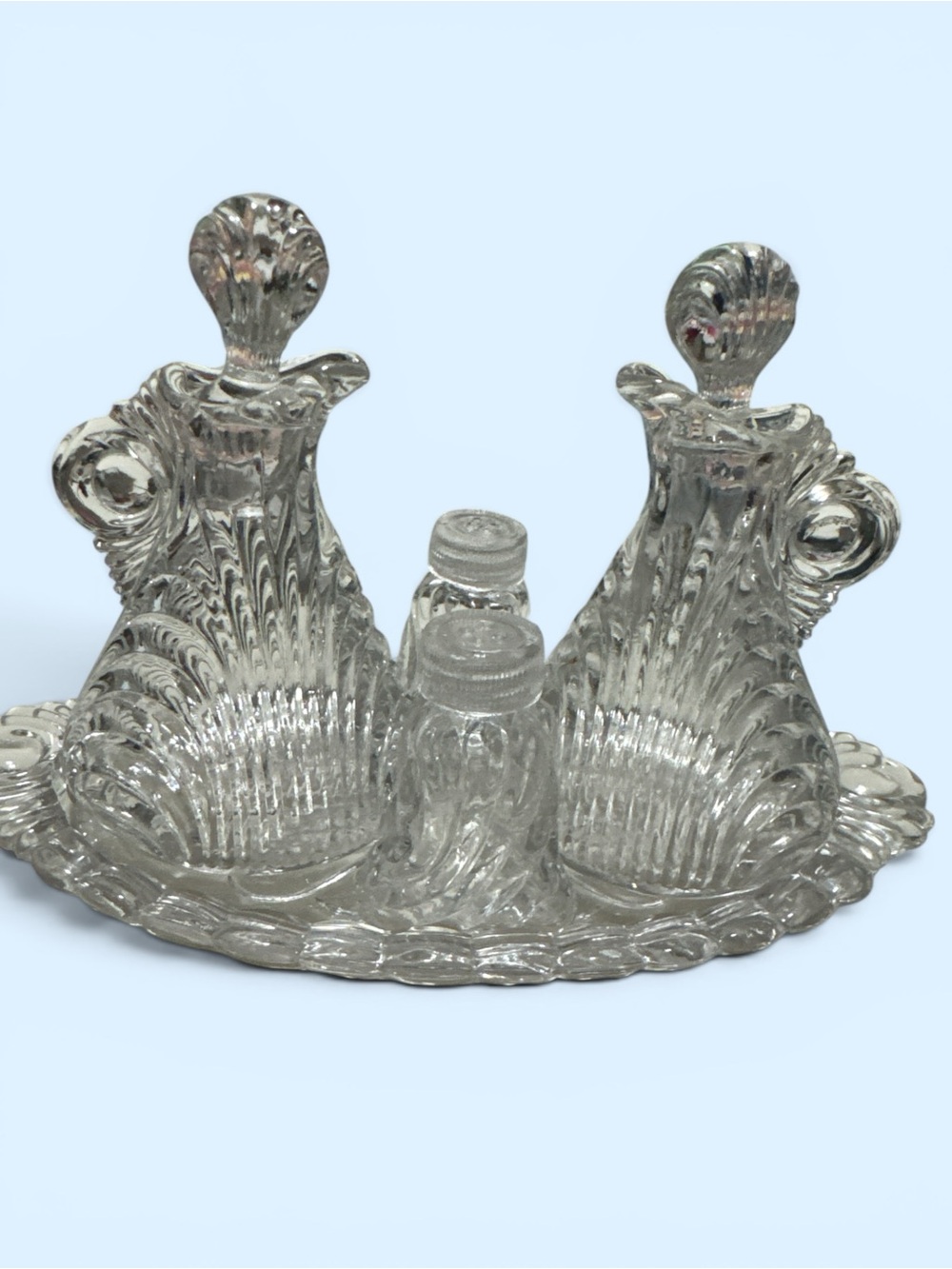 Vintage Cambridge Caprice 5pcs Glass Serving Set Uniquely Beautiful